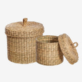 Seagrass Storage Baskets with Lid - Set of Two