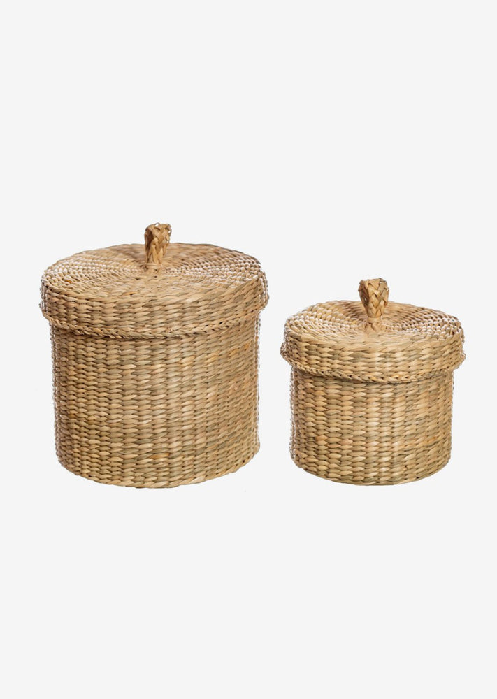 Seagrass Storage Baskets with Lid - Set of Two
