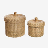 Seagrass Storage Baskets with Lid - Set of Two