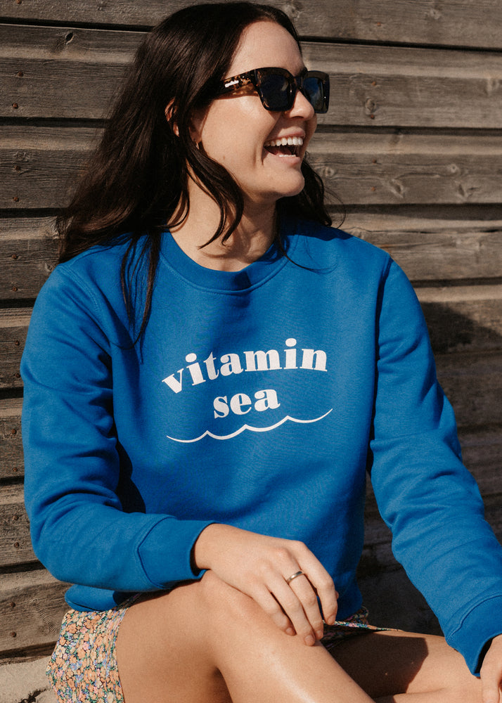 Vitamin Sea Recycled Sweatshirt in Mid Blue