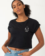 SurfGirl 'Happy Place' Organic Cotton Crop Tee in Black