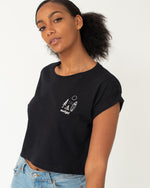 SurfGirl 'Happy Place' Organic Cotton Crop Tee in Black
