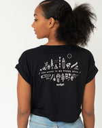 SurfGirl 'Happy Place' Organic Cotton Crop Tee in Black