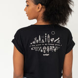SurfGirl 'Happy Place' Organic Cotton Crop Tee in Black