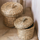 Seagrass Storage Baskets with Lid - Set of Two