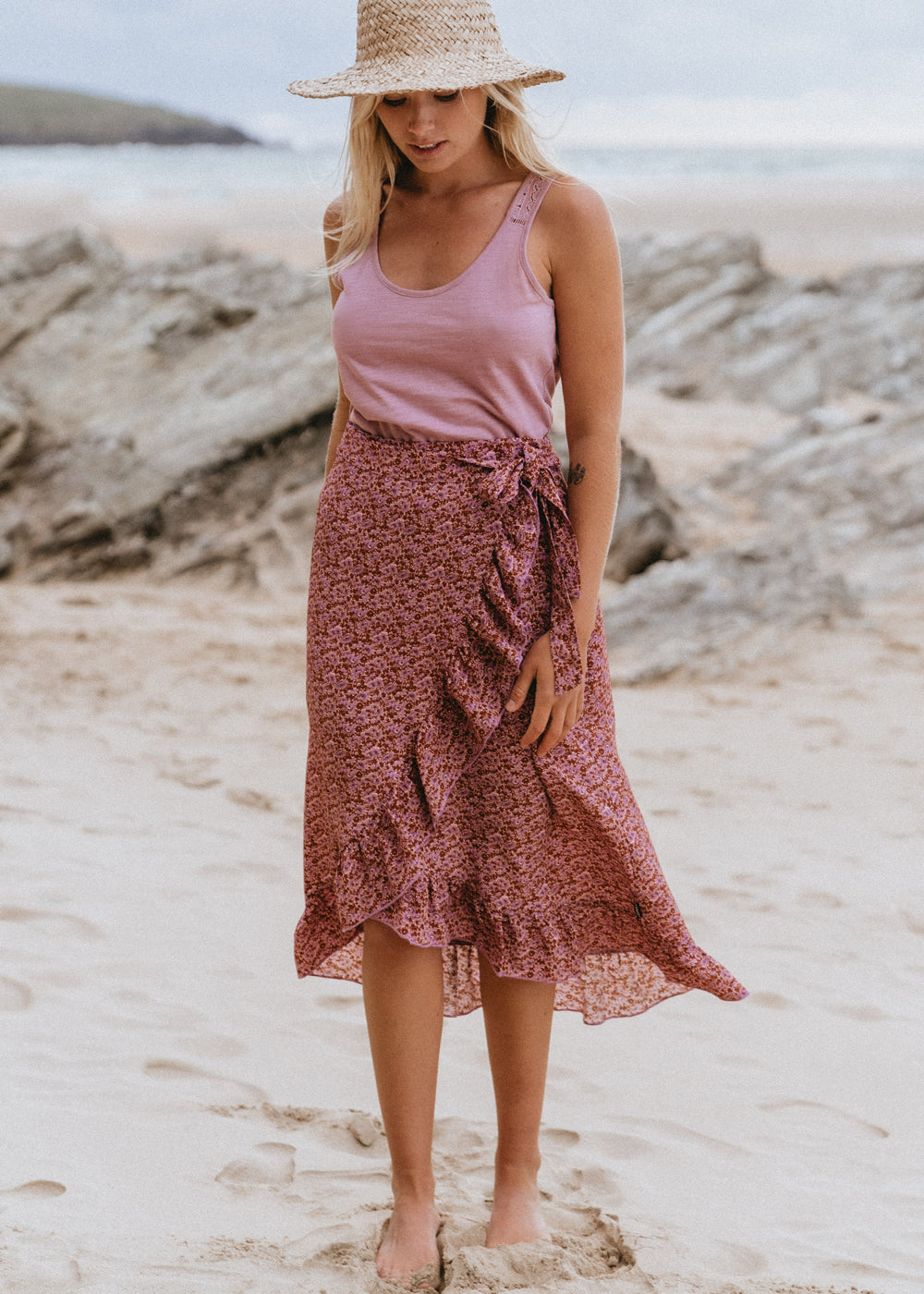 Prtsirena Wrap Skirt in Dusky Rose by Protest