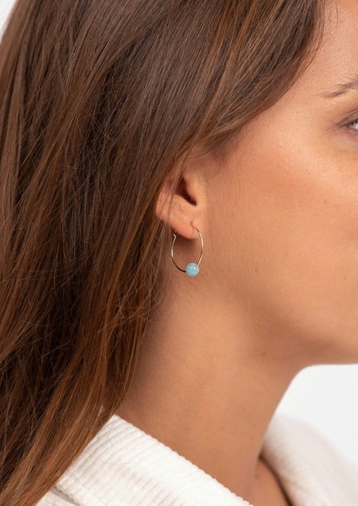 Amazonite Gold Hoop Earrings by One & Eight