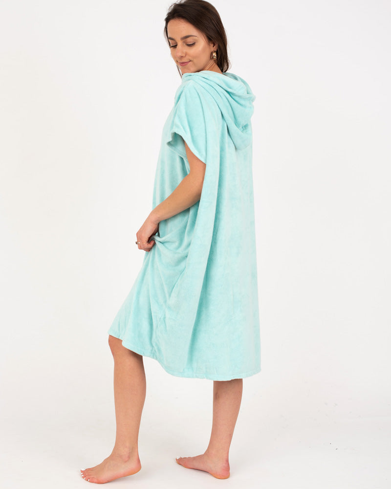 Script Hooded Towel Robe in Aqua by Rip Curl
