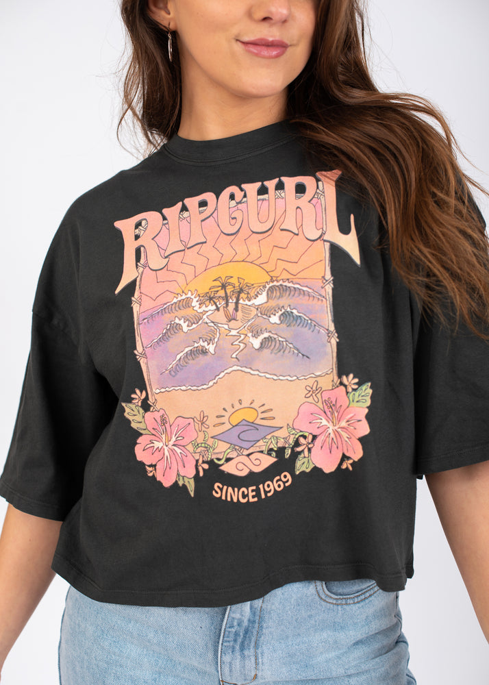 Barrelled Heritage Crop Tee by Boutique for The A Curl ocean Beach – Rip | shop lovers