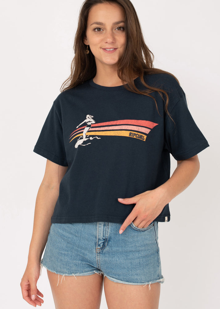 Golden State Crop Tee in Blue by Rip Curl