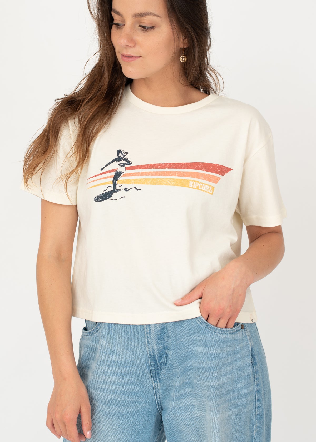 Golden State Crop Tee in Vintage White by Rip Curl