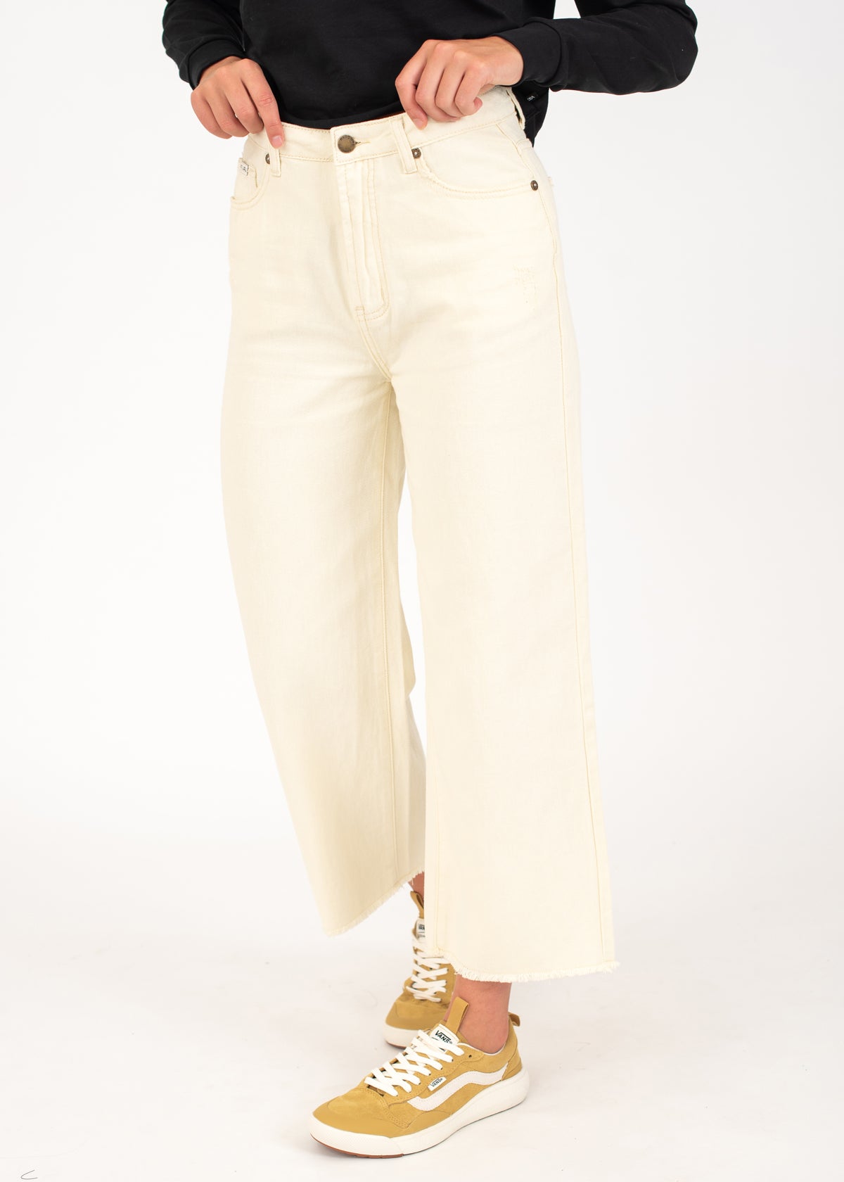 Sparrows Crop Wide Leg Denim in Bone by Rip Curl