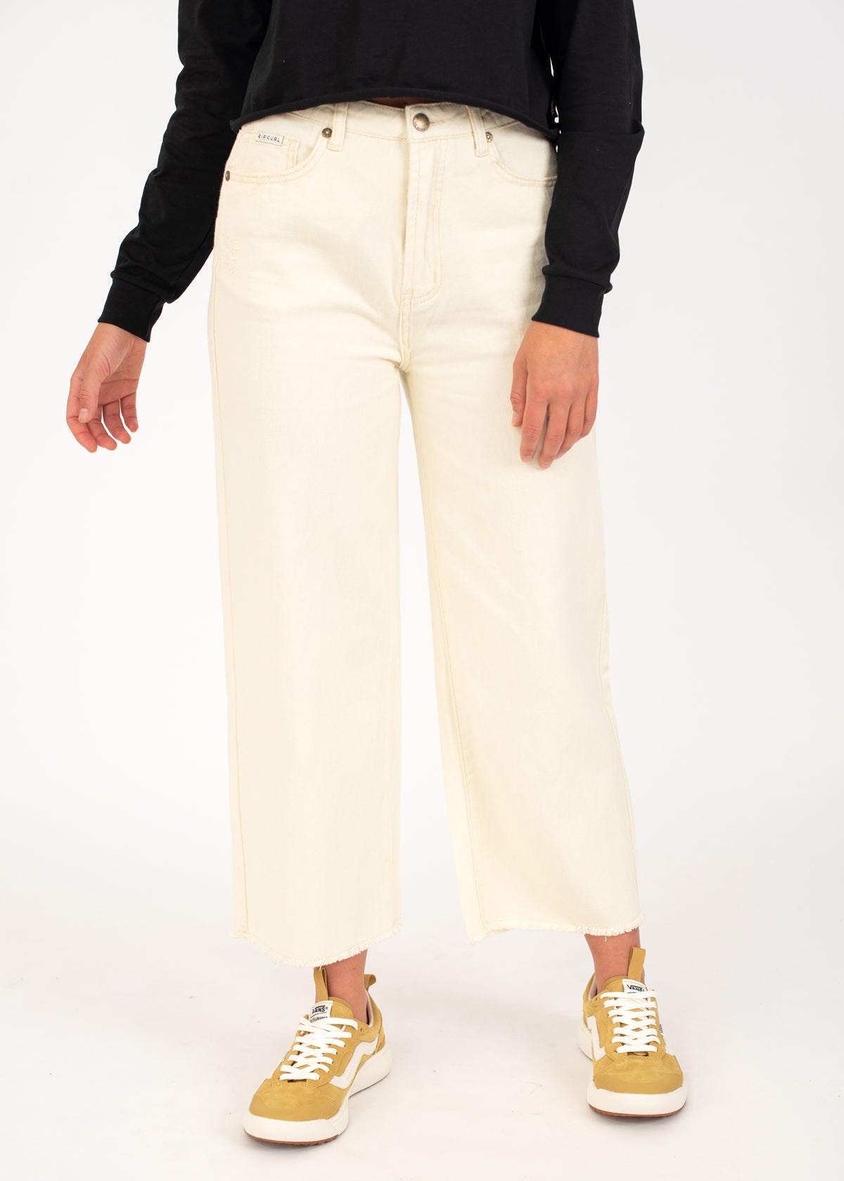 Sparrows Crop Wide Leg Denim in Bone by Rip Curl