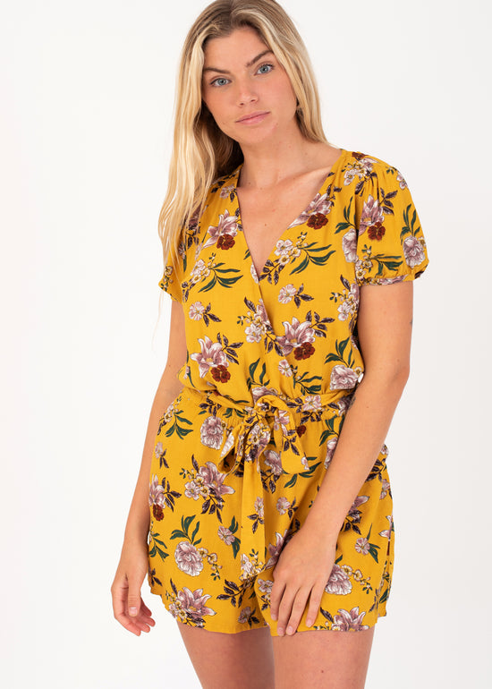 Prtleilani Tropical Playsuit in Tumeric Yellow by Protest