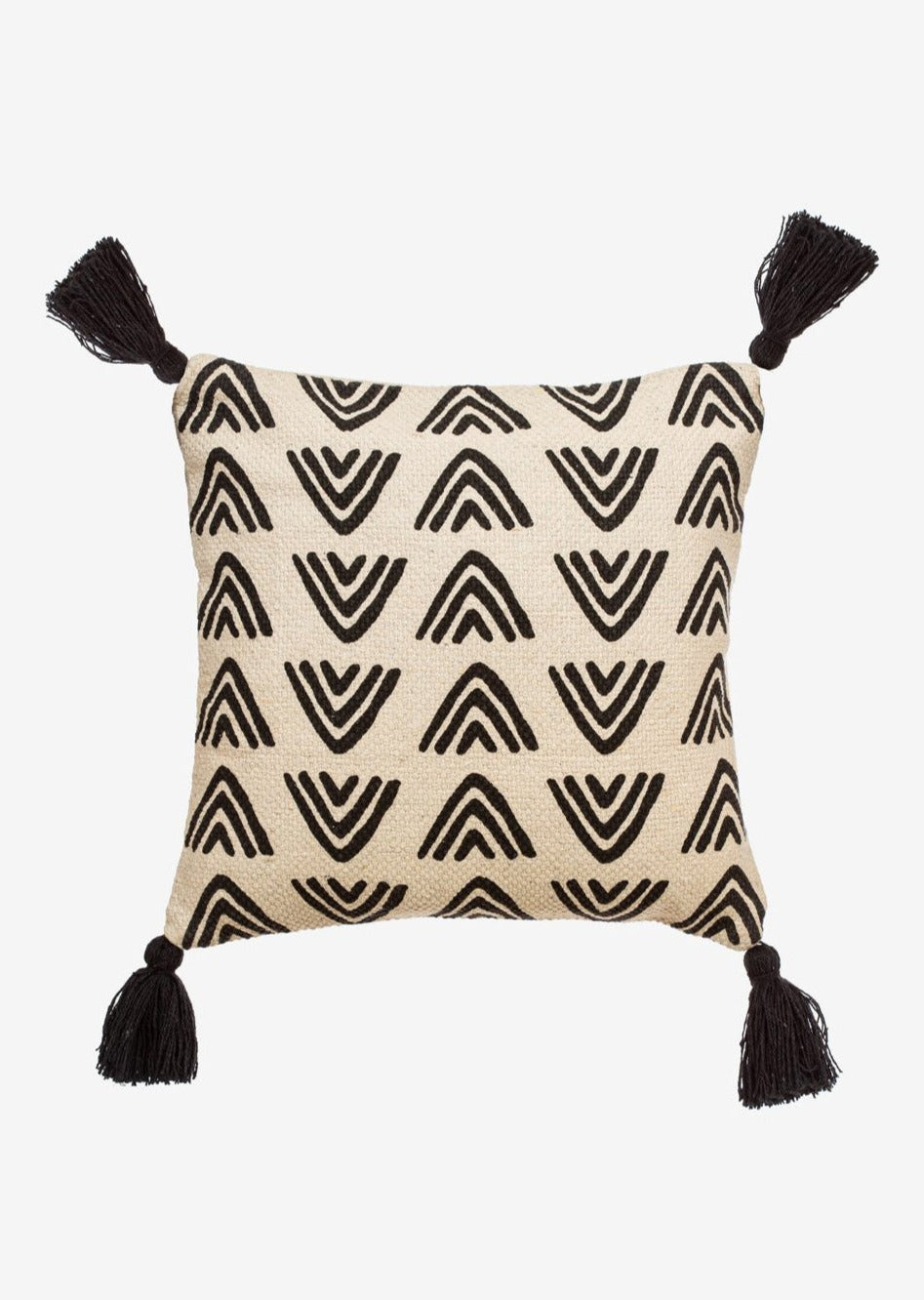 Load image into Gallery viewer, Block Print Cushion in Black Triangles
