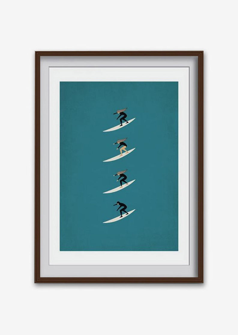 Surf Through the Seasons Female Surfer - Art Print