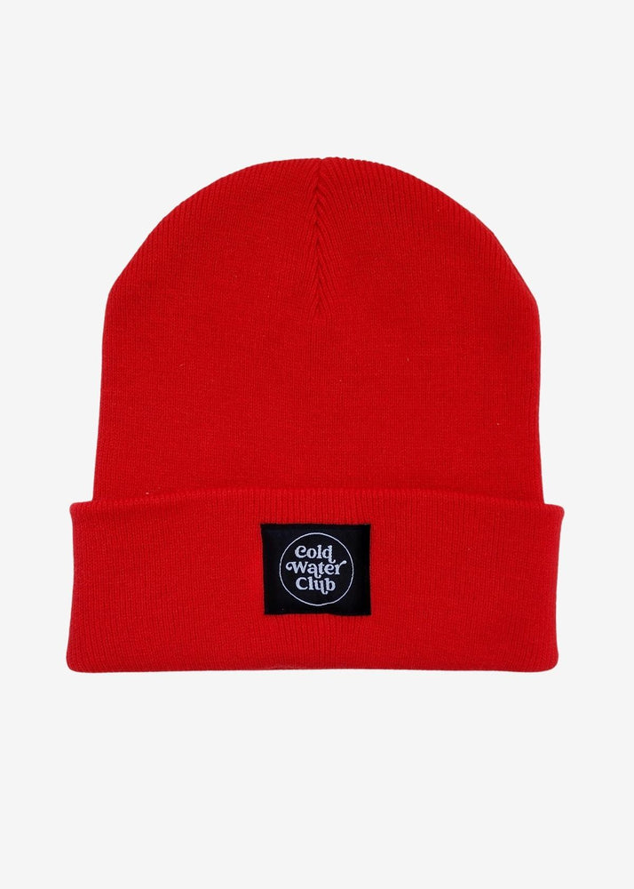 Cold Water Club Rib Knit Beanie in Red