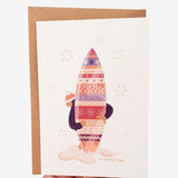 Purple Surfboard Christmas Greeting Card