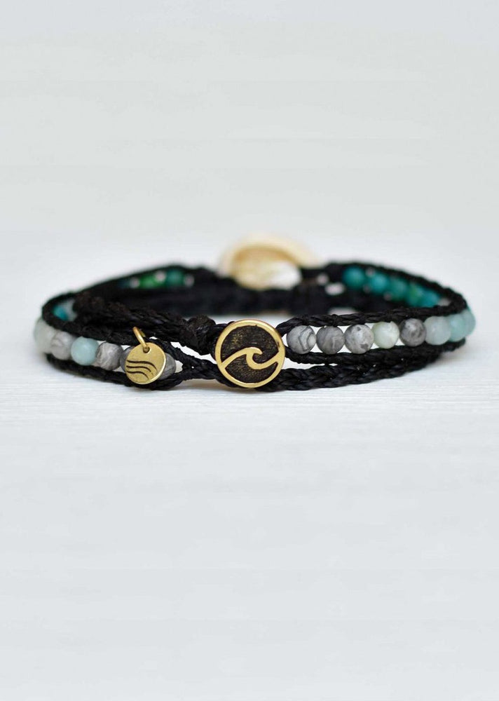 Double Wrap Cowrie Shell Black Bracelet