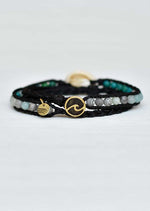 Double Wrap Cowrie Shell Black Bracelet