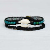 Double Wrap Cowrie Shell Black Bracelet