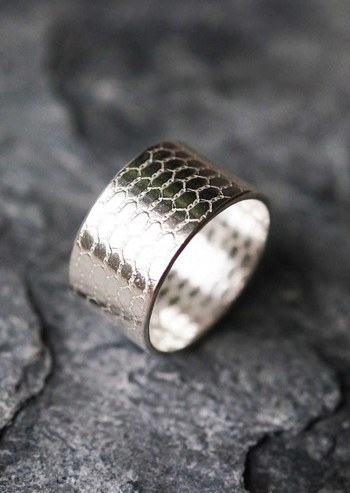 Load image into Gallery viewer, Chunky Mermaid Scale Sterling Silver Ring by Sadie Jewellery
